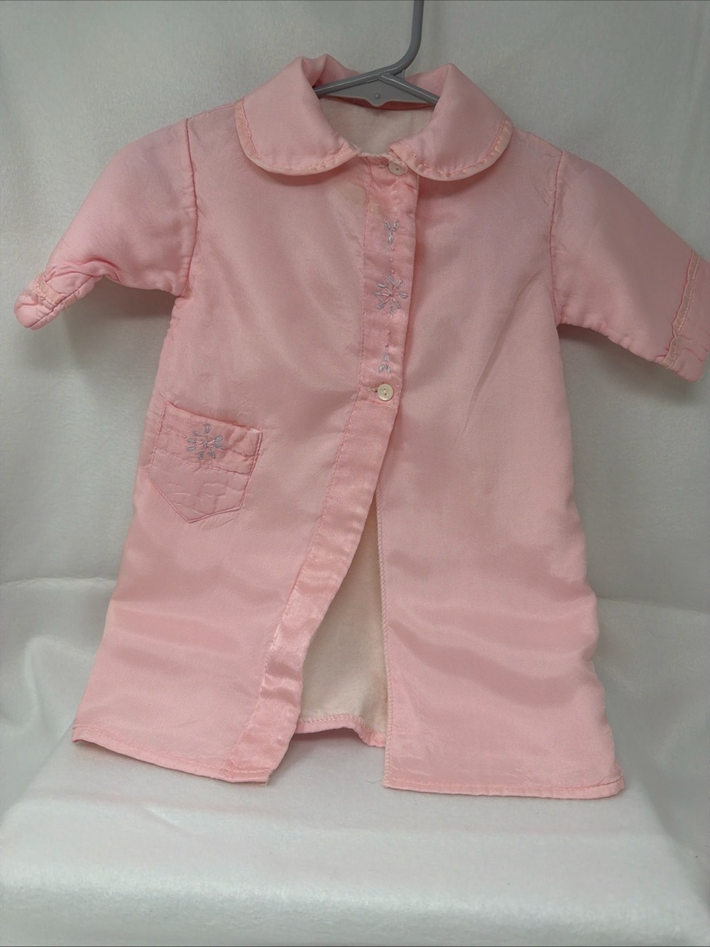 Soft Pink Doll/Baby Robe with Embroidered Pocket